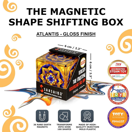 Shashibo Sensory Fidget Toy for Adults & Kids, Stress Relief Fidget Toy for Adults, Teens & Kids, Cool Fidget Toys for Desk, Classroom Must Have, Sensory Shape Shifting Cube, 100+ Possible Shapes - Colors B