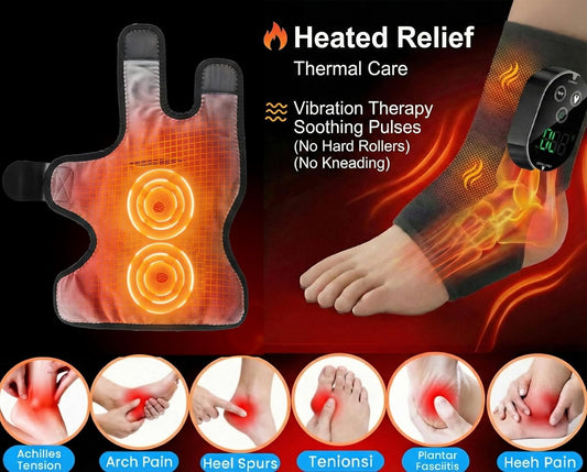 Foot Massager for Neuropathy Plantar Fasciitis Pain Relief, Cordless Heated Vibrating Cloud-Soft Ankle Wrap Feet Massage, Portable 2H Run Time, 6 Heats, 3 Modes, Auto-Off Timer, 1pcs