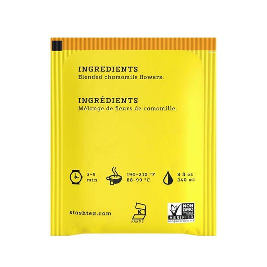 Stash Tea Chamomile Herbal Tea - Naturally Caffeine Free, Non-GMO Project Verified Premium Tea with No Artificial Ingredients, 20 Count (Pack of 6) - 120 Bags Total