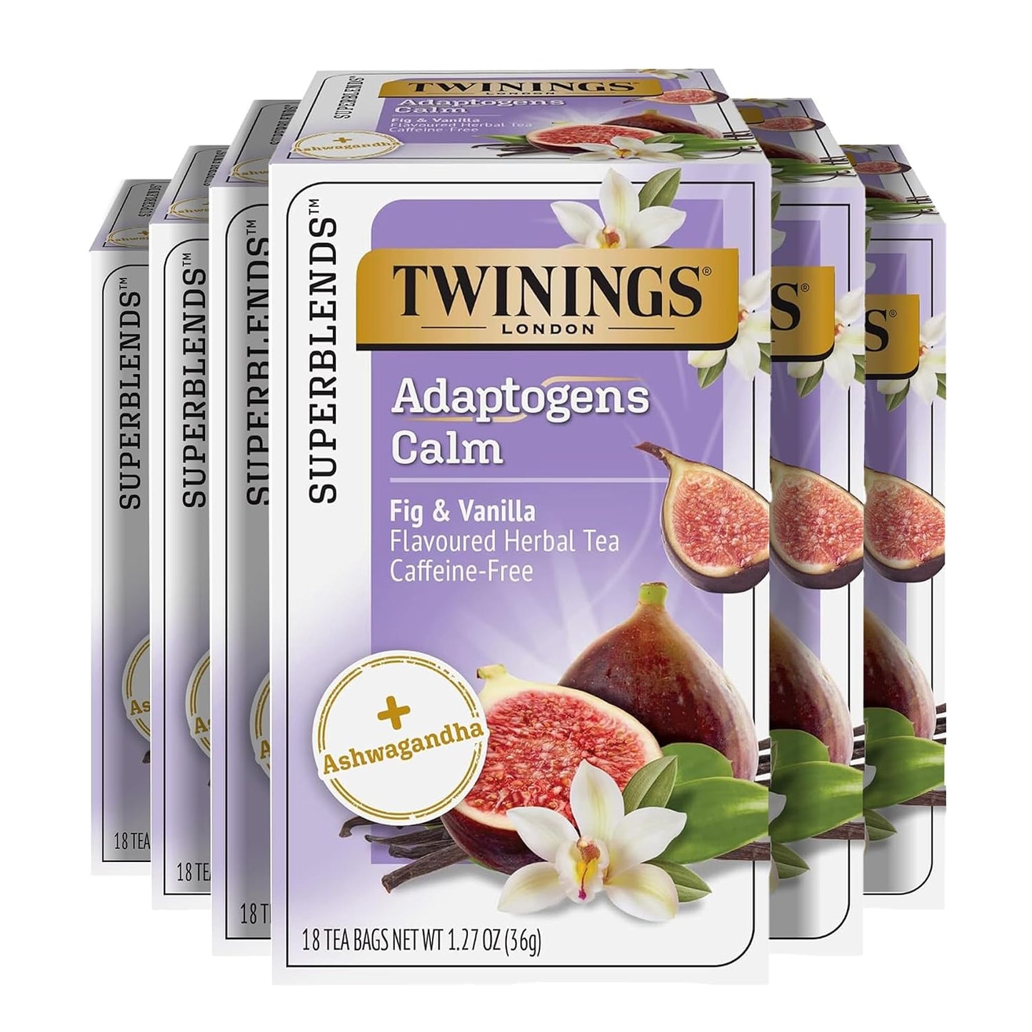 Twinings Superblends Sleep+ Herbal Tea with 1mg Melatonin Camomile, Cinnamon & Vanilla, Naturally Caffeine-Free, 16 Tea Bags (Pack of 1), Enjoy Hot or Iced