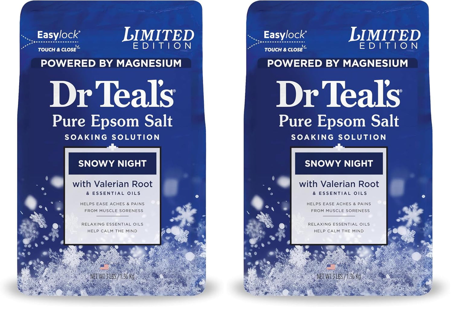 Dr Teal's Epsom Salt Magnesium Soak, Snowy Night, 3 lbs