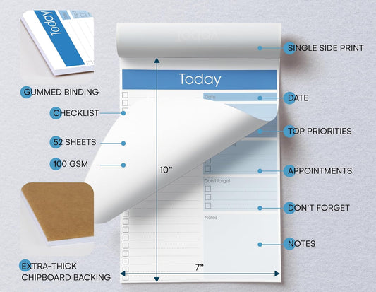 Better Office Products To Do List Notepad, 7" x 10" Today Note Pad, 52 Sheets, Daily Agenda Productivity Checklist Organizer (1 Pack)