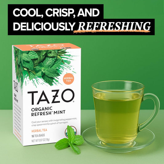 TAZO Calm Chamomile Herbal Tea 6-Pack with Hibiscus Flowers, Spearmint, Rose Petals, Lemongrass and Peppermint - 96 Caffeine Free Tea Bags for Relaxing Bedtime Soothing