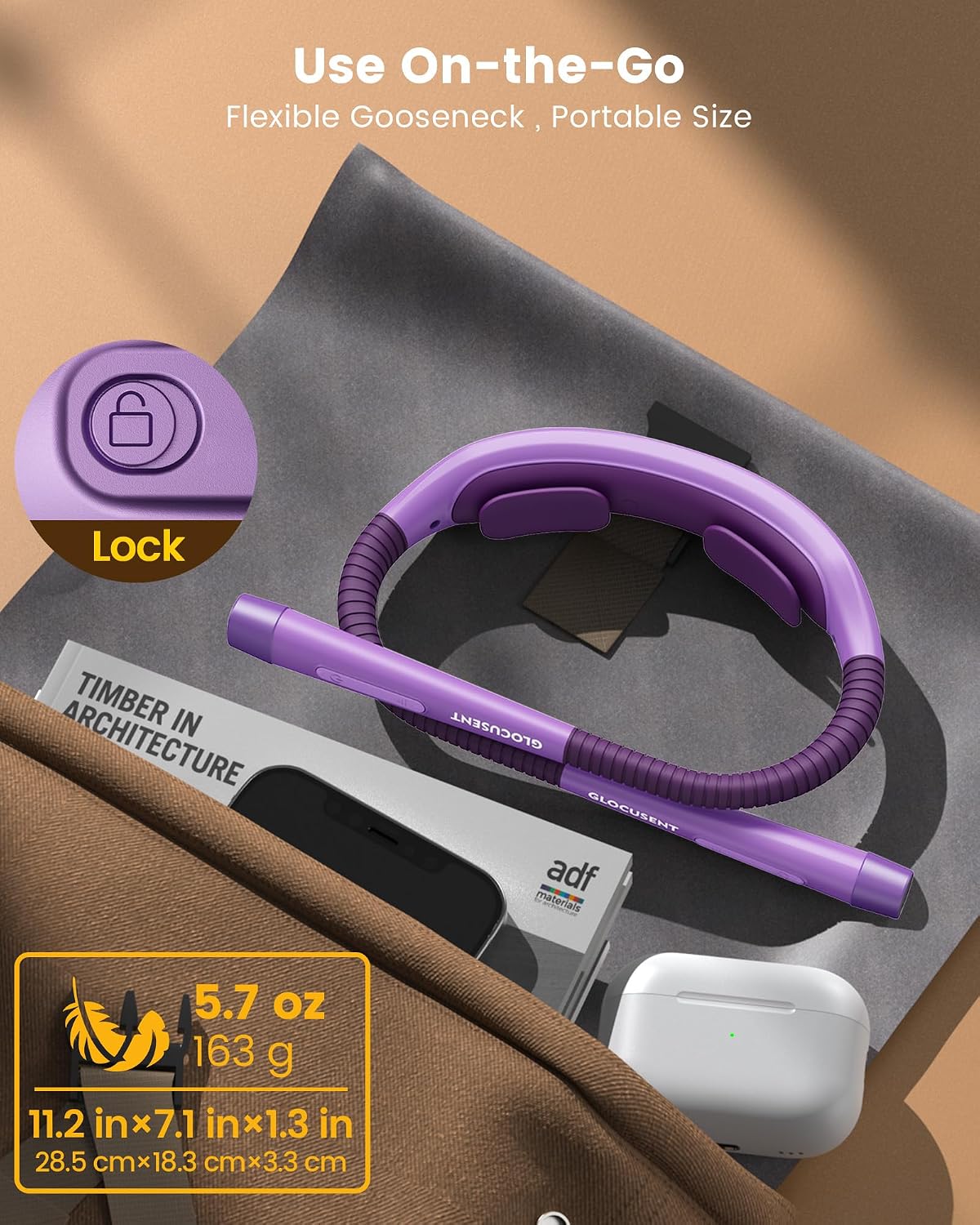 Glocusent Neck Light with Timer, 100 Hours Book Light for Bedtime Reading