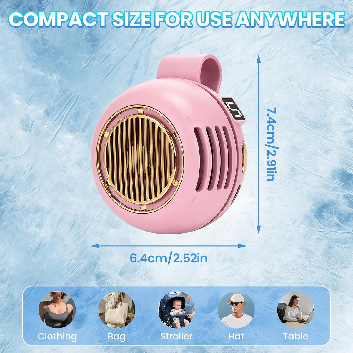 Portable Silent Mini Bladeless Fan Clip On, Adjustable 5 Speeds 360° Rotatable Clip on Fan for Shirt & Waist, USB Rechargeable Small Whirlwind Fans, For Outdoor & Travel & Office (White)