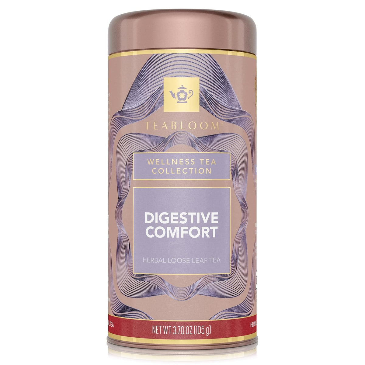 Teabloom Digestive Comfort Loose Leaf Herbal Tea with Chamomile, Fennel & Ginger | Caffeine-Free Soothing Botanical Blend | Canister Makes 35–50 Cups | Gift-Ready Reusable Tin