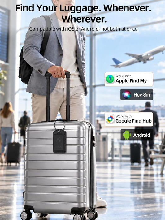 Luggage Tags, Works with Apple Find My (iOS) & Google's Find Hub (Android)