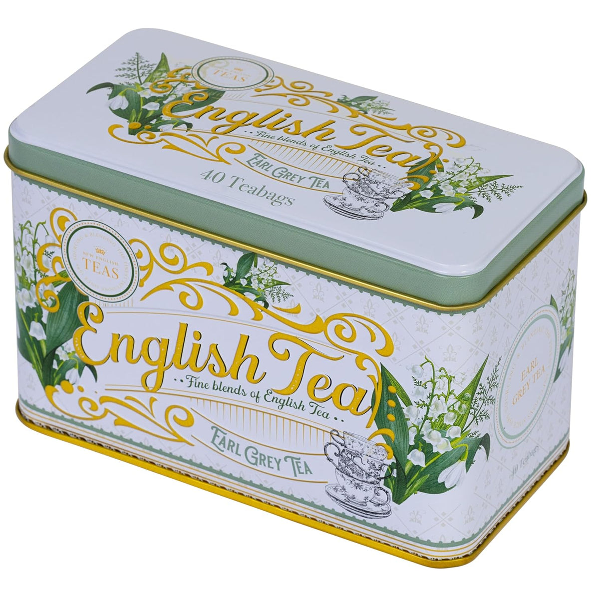 New English Teas Lily of the Valley Tea Tin with 40 Earl Grey Tea Bags