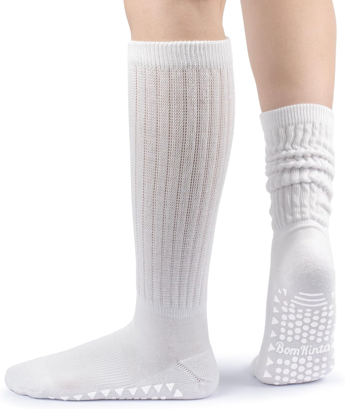 BomKinta Pilates Socks with Grips for Women Yoga Grippy Slouch Scrunch Sock