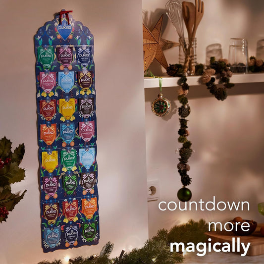 Pukka Christmas Tea Sampler Advent with Black and Green Teas, 24 Tea Bags