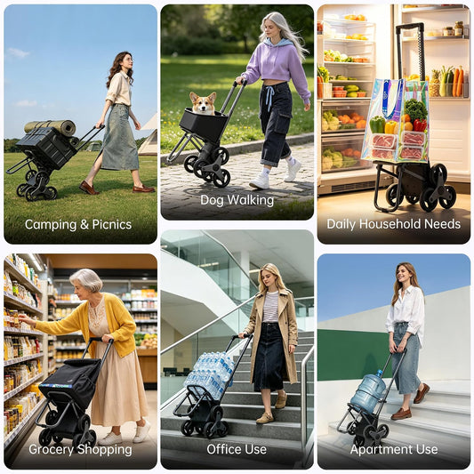 Electric Stair Climbing Shopping Cart for Groceries-67L Waterproof Bag