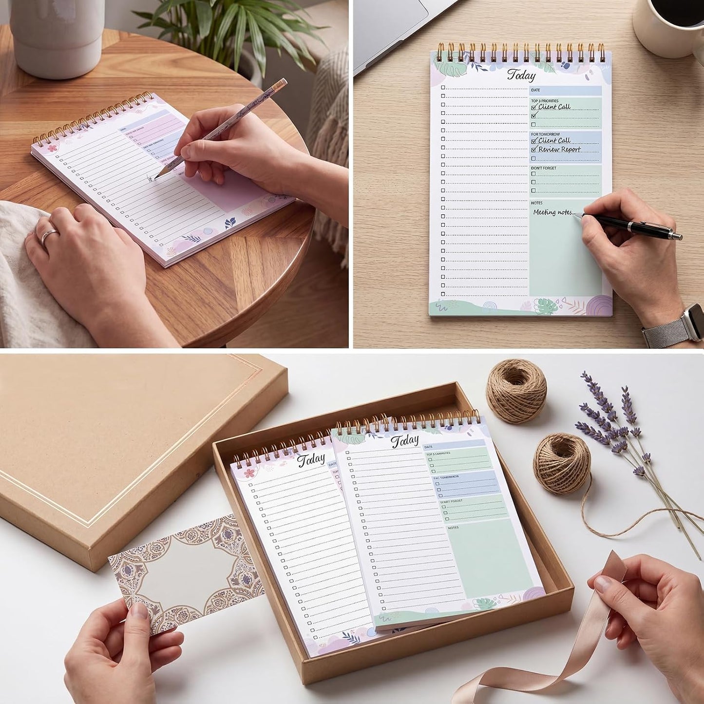2 Packs To Do List Notepad, 104 Pages To Do List Notebook A5 Undated Daily Planner Notepad with Task Checklist Home Office School Supplies