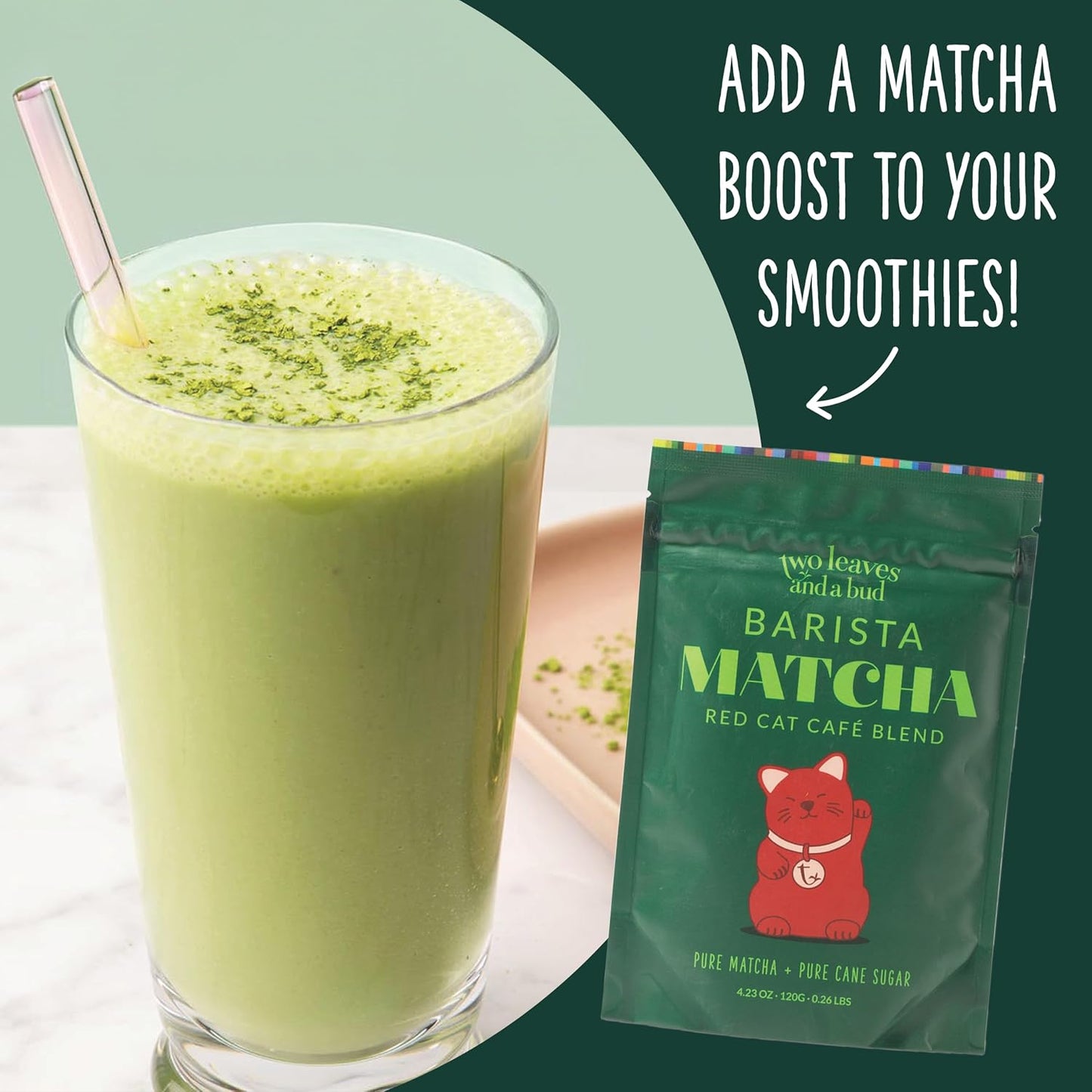 Two Leaves and a Bud Barista Matcha Sweetened Latte Blend, 120g (Pack of 2)
