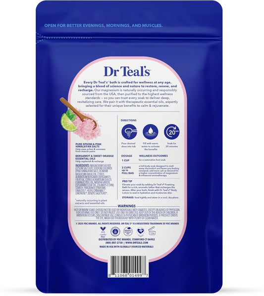 Dr Teal's Epsom Salt Magnesium Soak, Restore & Replenish with Pink Himalayan Salt, 3 lbs