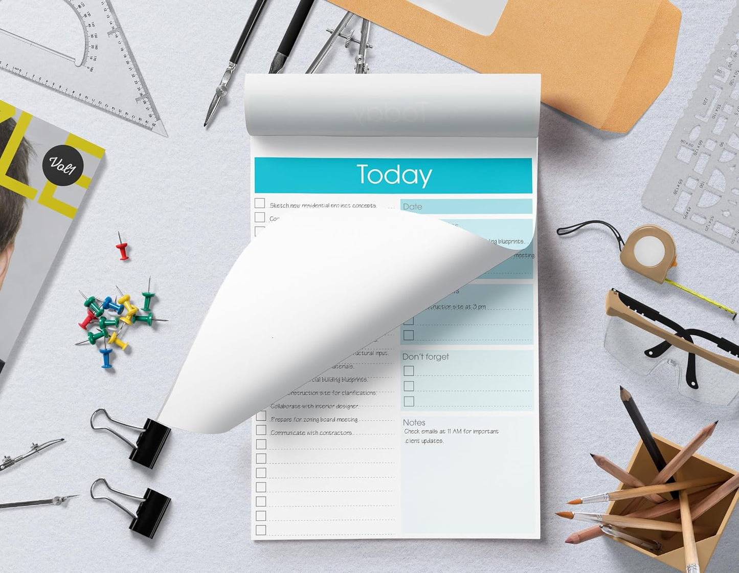 Better Office Products To Do List Notepad, 7" x 10" Today Note Pad, 52 Sheets, Daily Agenda Productivity Checklist Organizer (1 Pack)