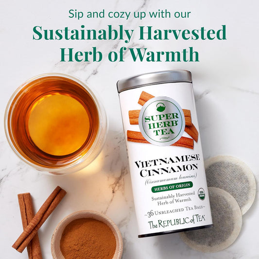 The Republic of Tea SuperHerb Organic Vietnamese Cinnamon Herbal Tea, 36 Ct