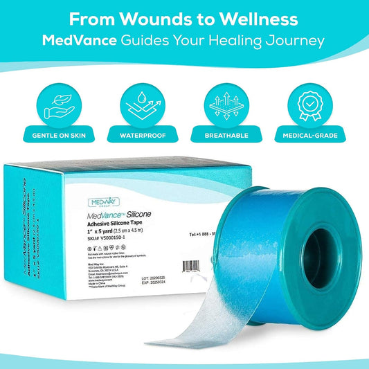 MedVance Silicone Adhesive Medical Tape, Scar Sheet,1" x5'