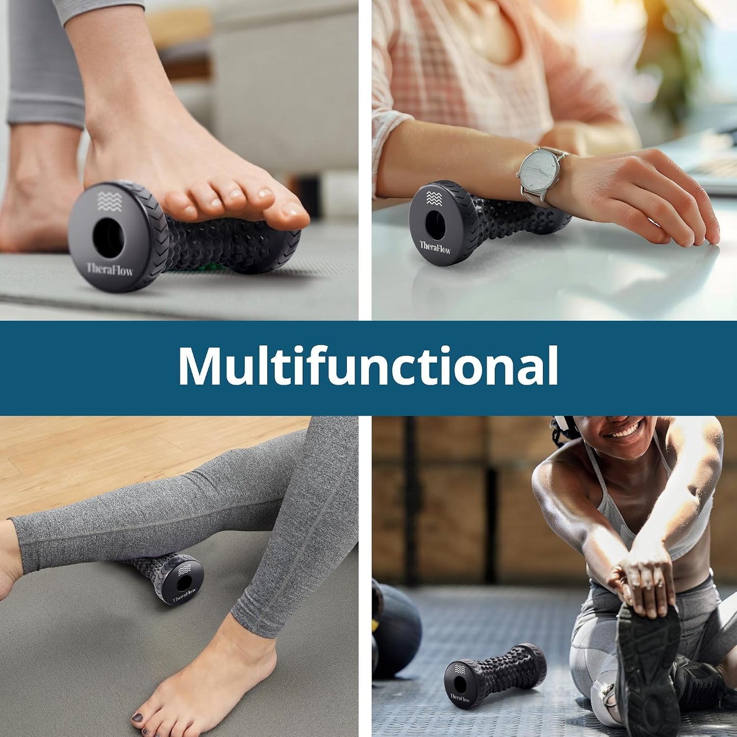 TheraFlow Foot Massager for Plantar Fasciitis Relief - Portable & Lightweight Foot Massager for Neuropathy Pain Relief for Feet, 360Β° Acupressure Nubs