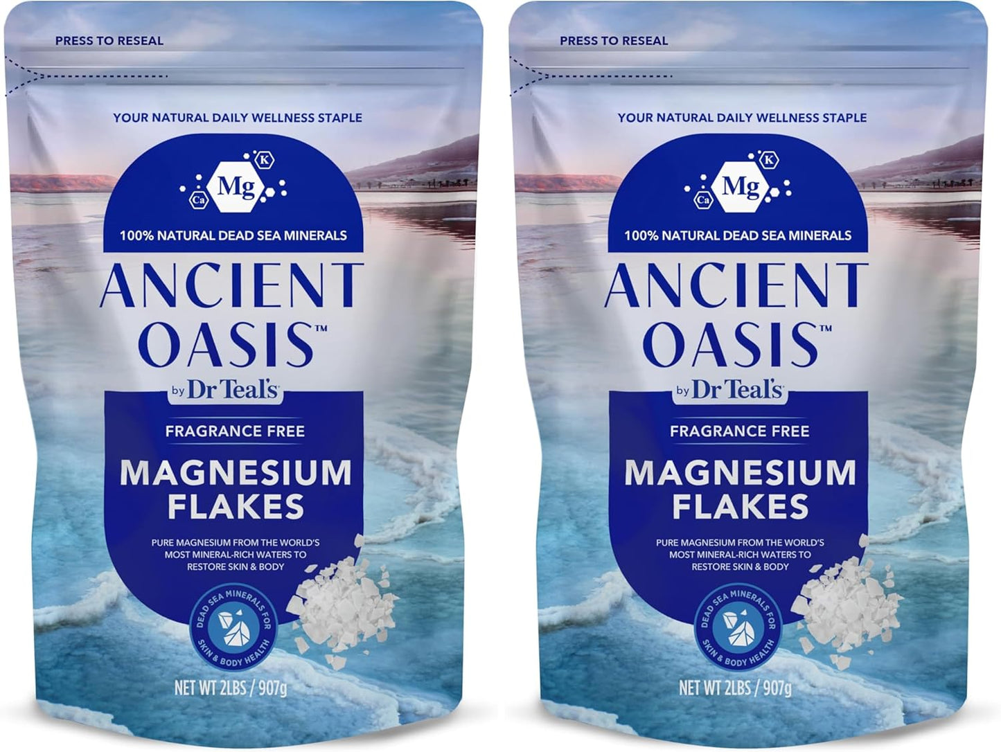 Ancient Oasis by Dr Teal's Magnesium Flakes, Fragrance Free, 2 lbs