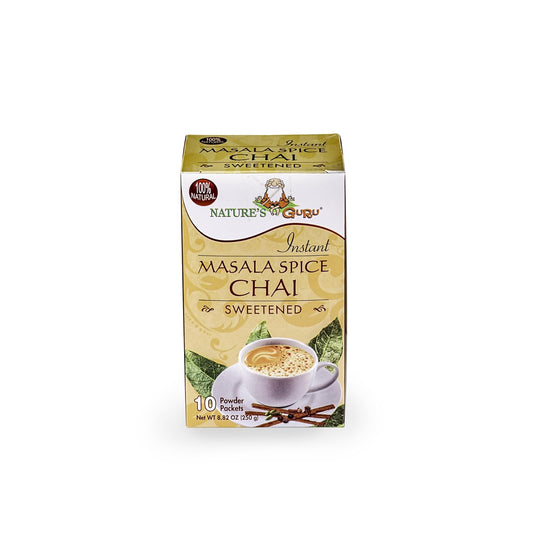 Nature's Guru Instant Masala Spice Chai Tea Drink Mix Sweetened Single Serve On-the-Go Drink Packets, 10 Count (Pack of 4)