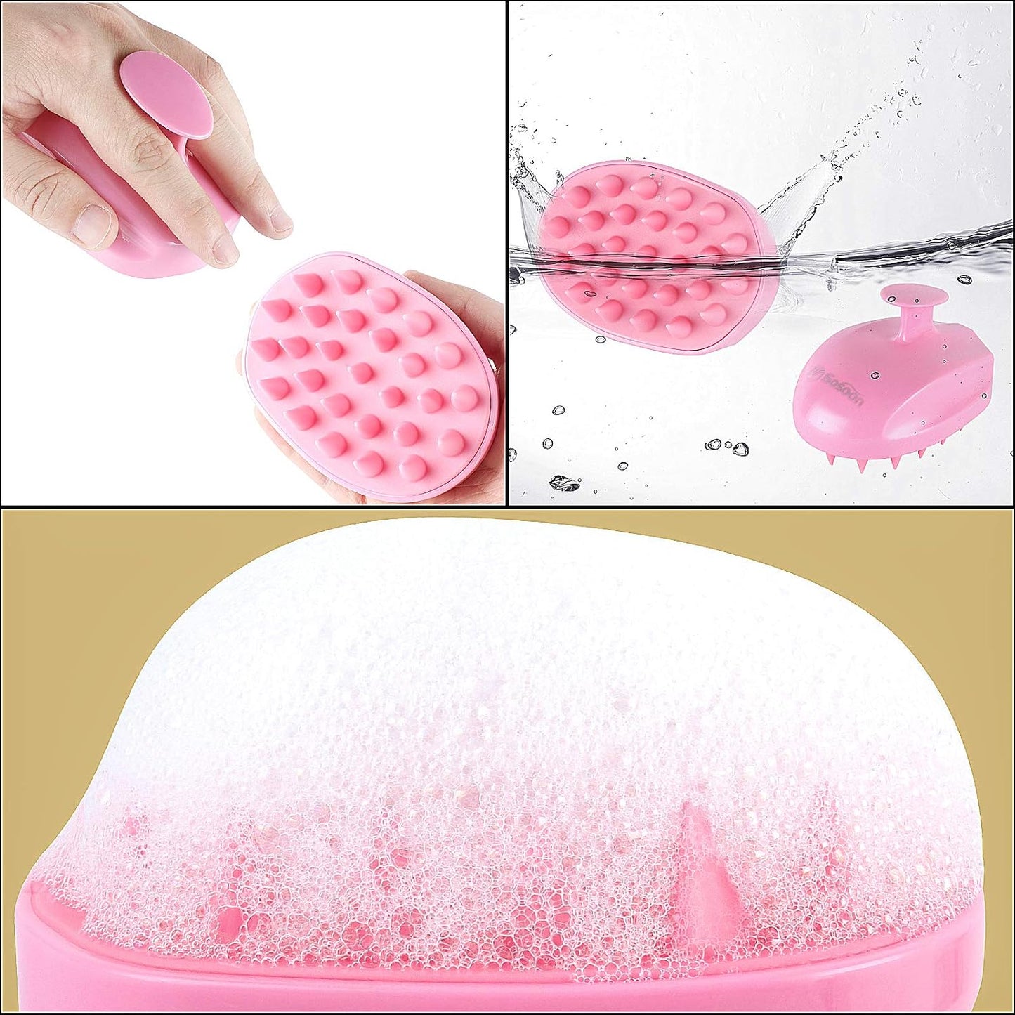 Sosoon Scalp Massager Shampoo Brush, Hair Scalp Scrubber Shower Hair Brush Head Massager for Stress Relax Hair Growth, Dandruff Brush Scalp Exfoliator for Women Men Kids Pets, Black