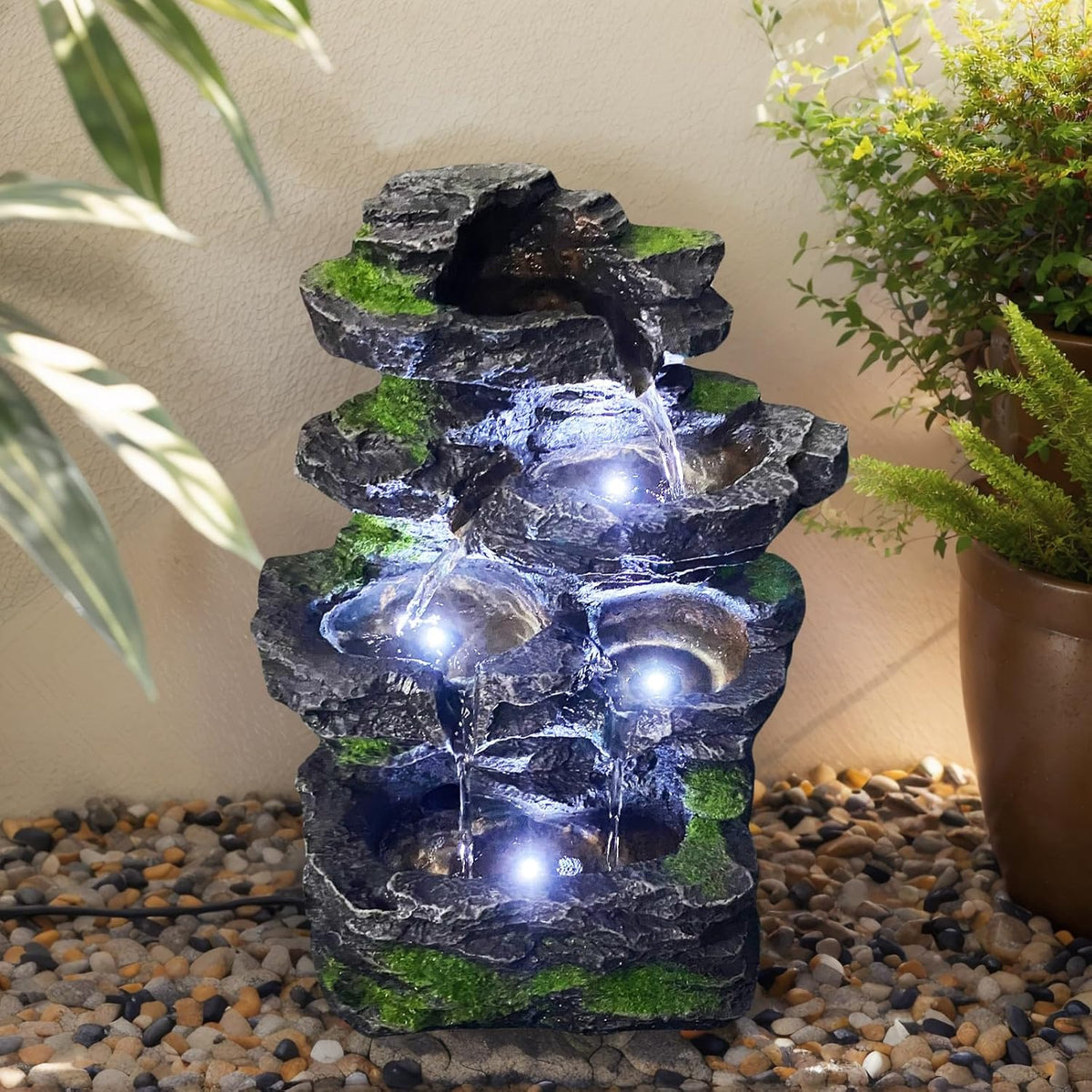 4-Tiered Outdoor Tabletop Water Fountain 17.9”