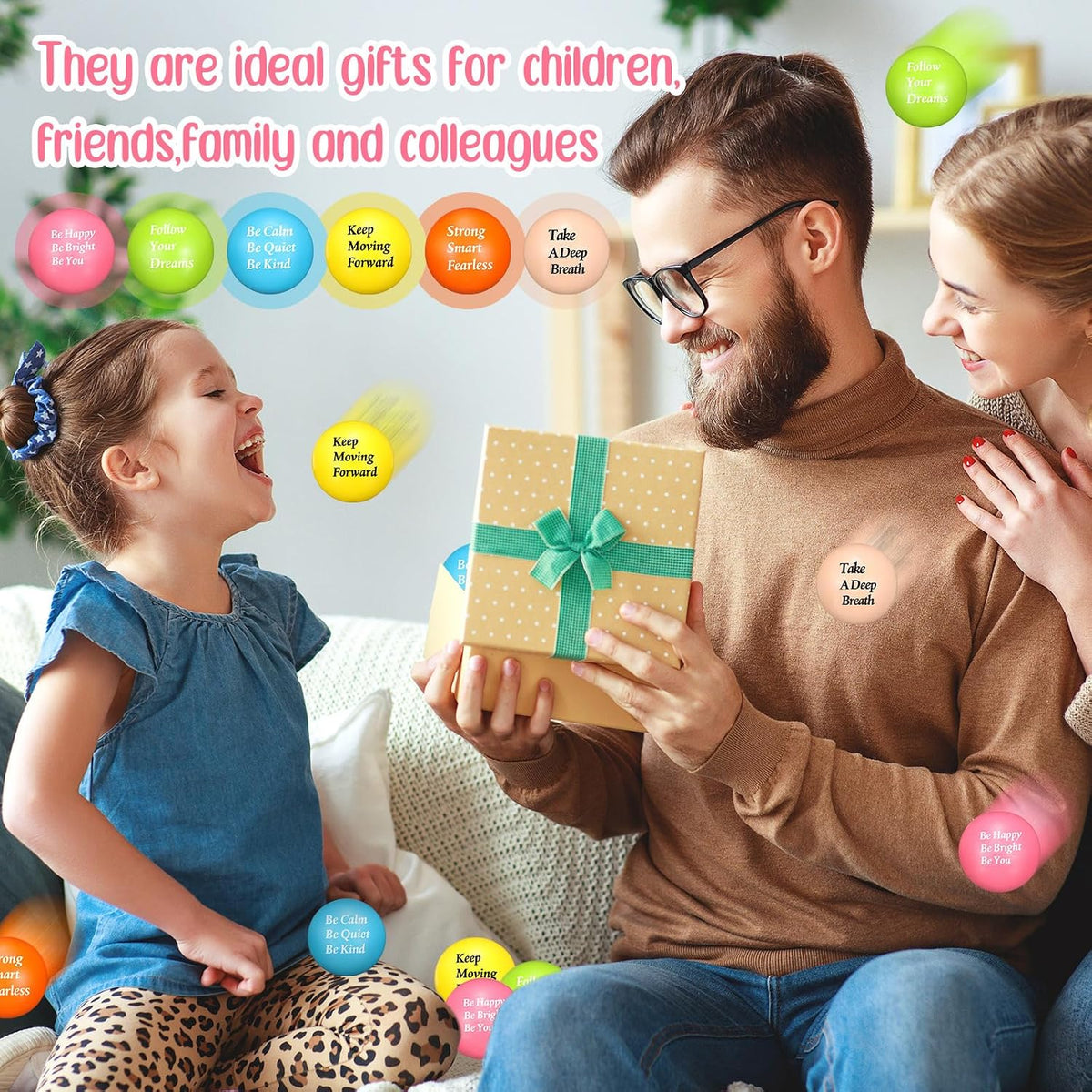 Jenaai 100 Pcs Motivational Fidget Balls, Inspirational Gifts, 6 Colors
