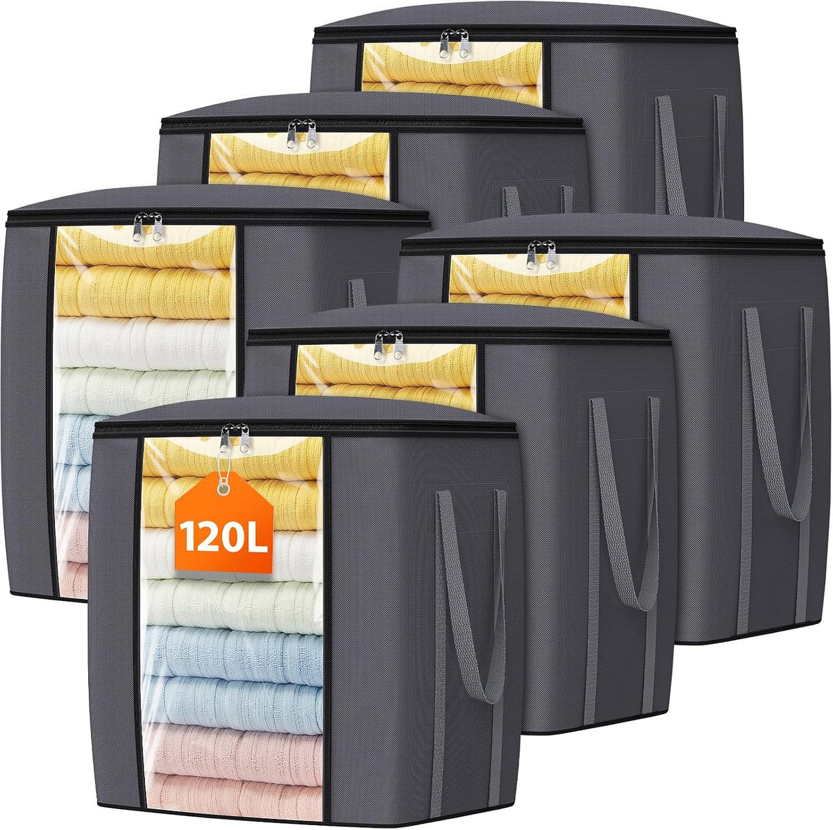 TasticTotes 120L Extra Large Blanket Clothes Storage Bags, Gray