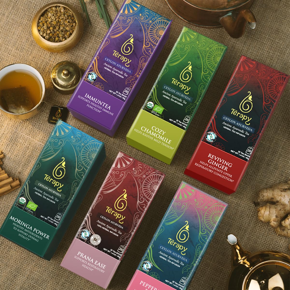 TERAPY ImmunTea Triphala & Ginger Ayurvedic Healthy Herbal Tea Mix, 20 Bags