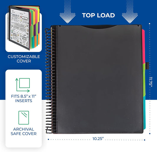 Samsill Spiral Folder Organizer - 12 Dividers & 24 Pockets with Notepad Holder, Multi Pocket Color Cordinated Folder Binder with Customizable Tabs, Document Organizer (Fashion)