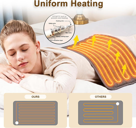 12"x24" Heating pad, Electric Heat Pad 6 Heating &4 Timer Setting