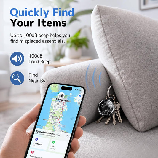 Air Tracker Tags 4 Pack, Bluetooth Item Finder for Apple Find My, iOS Only
