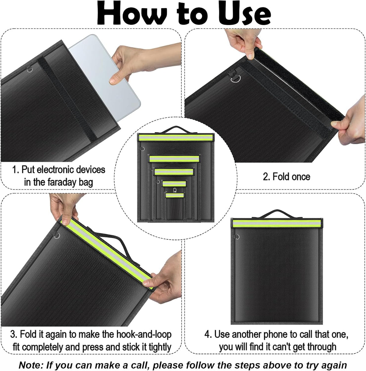Military Grade Faraday Bag for Phone & Key Fob with Strap, Signal Blocking