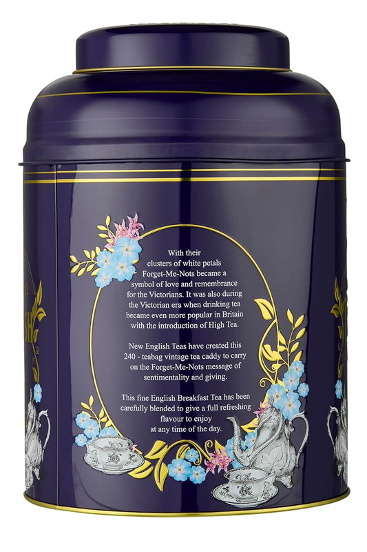 New English Teas Victorian Tea Tin with 240 Breakfast Tea Bags - Purple