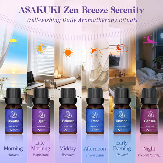 ASAKUKI Essential Oils for Diffuser, Wellness-Inspired Oil Blends Set