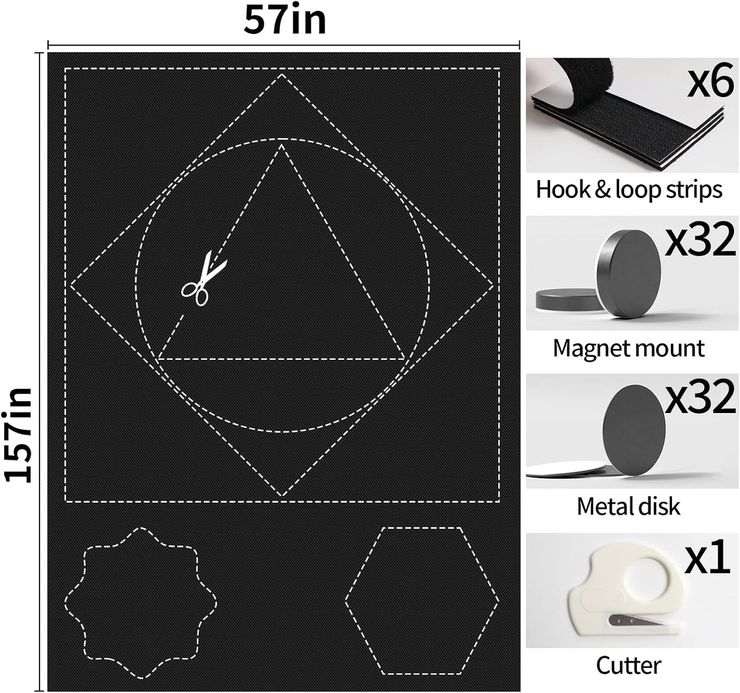 BKSAI 100% Blackout Curtains for Bedroom, Magnetic Portable Blackout Shades for Travel, Black Out Window Cover No Drill Cuttable for Bedroom, Nursery, Media Room, RV, 39x57 inch