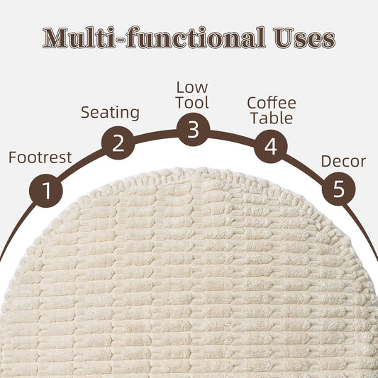Stuffed Pouf Ottoman Soft Touch Poufs with Foam Chunk Filling Furry and Fluffy Detachable Pouf Foot Stool Storage Ottoman Floor Poufs Foot Rest for Living Room (Caramel, Round)