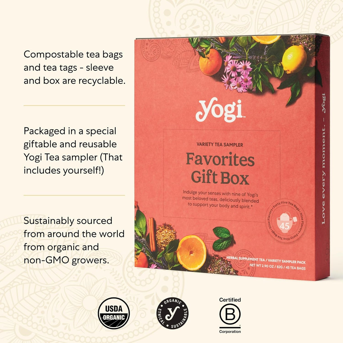 Yogi Favorites Gift Box, 45 Tea Bags (5 Bags per Flavor)
