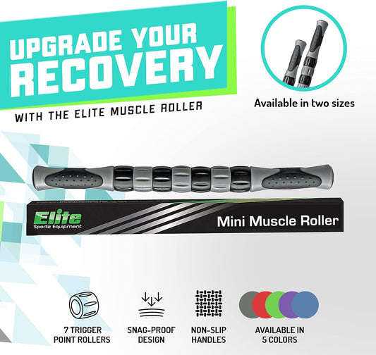 Elite Massage Roller Stick Targets Sore, Tight Leg Muscles to Prevent Cramps and Release Tension. It's Sturdy, Lightweight, Smooth Rolling and Thankfully This Lifesaver has Comfortable Handles.Green
