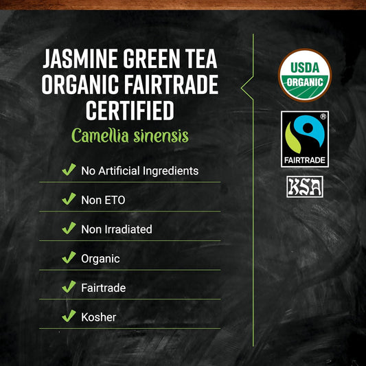 Frontier Co-op Organic Fairtrade Jasmine Green Tea, All Natural Loose Leaf Tea Leaves, Kosher | 16 Ounce (Pack of 1)