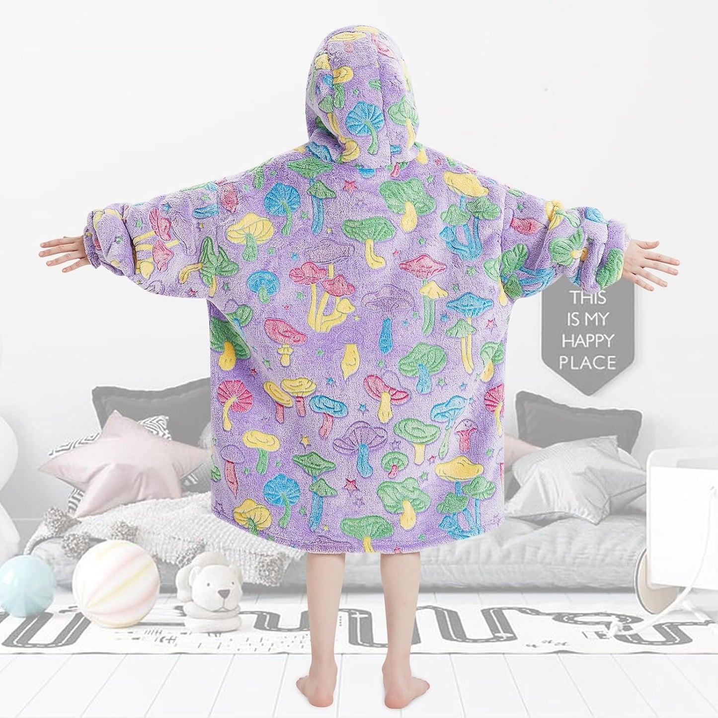 Fiosnow Glow in the Dark Unicorn Blanket Hoodies for Kids 6-13YR Oversize Wearable Blanket Hoodies for Boys Girls Teens