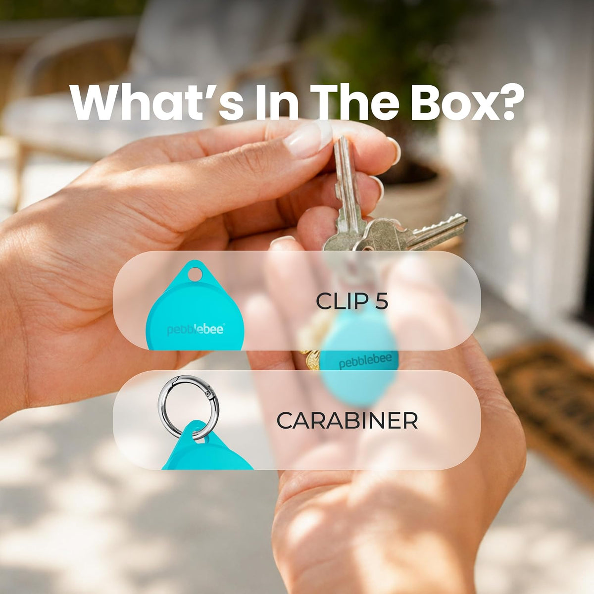 Pebblebee Clip 5 Bluetooth Tracker Tag for Keys & Bags, 130dB Siren