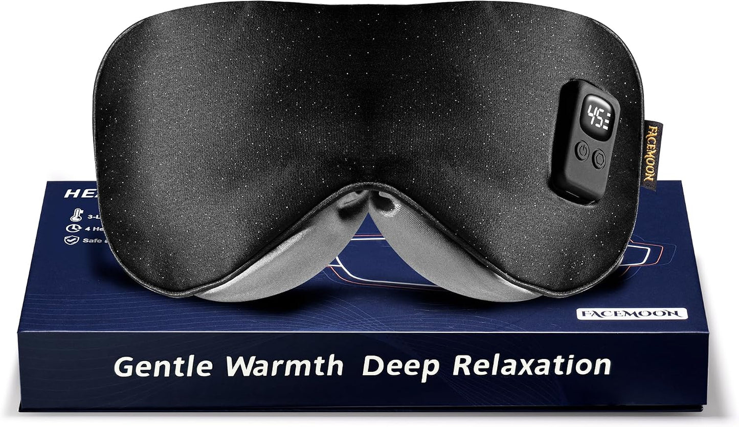Heated Eye Mask for Dry Eyes: Warm Compress for Digital Tired Eyes, Stye Relief - Cordless, Adjustable Heat & Timer Settings - Airplane/Road Travel, Sleep aid, Office nap Pink