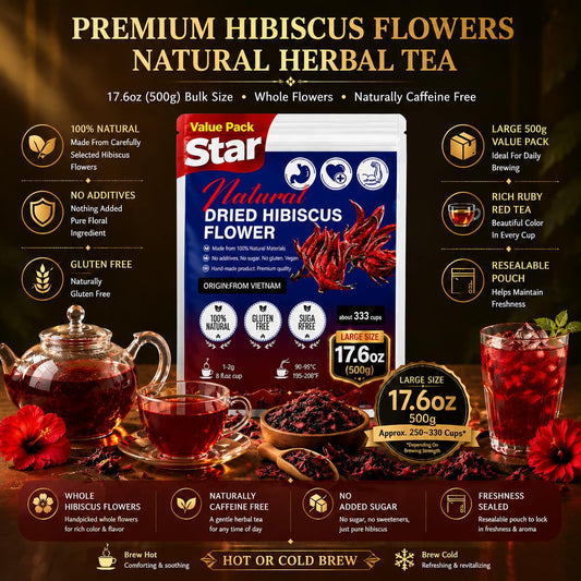 WOTIHA Premium 80 Hibiscus Flower Tea Bags (Flor de Jamaica) - 100% Natural, Tart & Refreshing, Hot or Ice Tea - Rich in Antioxidants, Sugar-Free Caffeine-Free Non-GMO Vegan Gluten-Free.