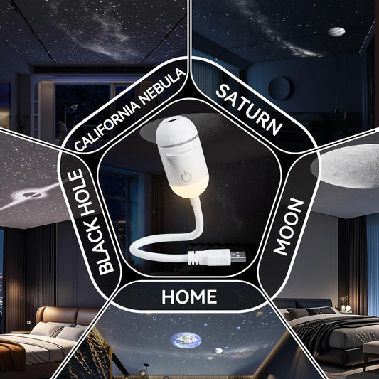 2-in-1 Galaxy Projector Night Light with 5 Projection Films for Bedroom