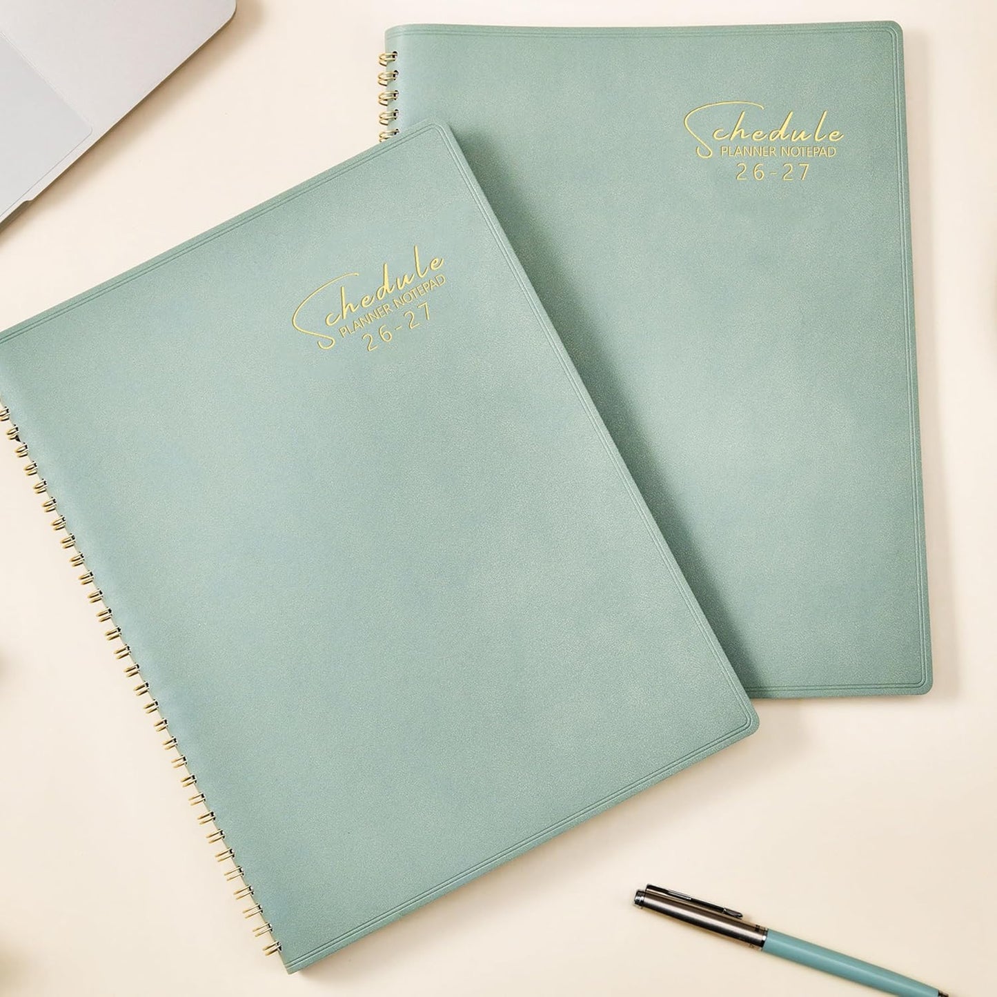 Appointment Book 2026-2027- Business Planner, JUL 2026 - JUN 2027,Planner 2026-2027, 3-Tier Schedule Planner, 8.74" x 11.38", 60 Minutes Intervals + Monthly Tabs + Leather Cover + Pocket - Pea Green