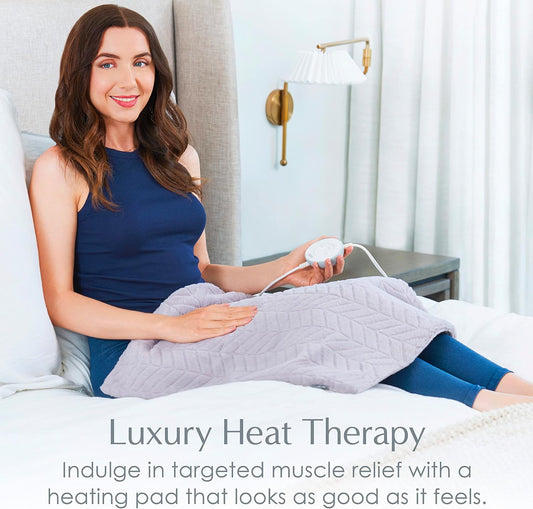 Pure Enrichment PureRadiance Luxury Heating Pad for Cramps, Back, Neck, & Shoulder Pain Relief, Patented Design, Soft Faux Fur & Micromink, 6 Heat Settings, Machine Washable, 12”x24” (Golden Sands)