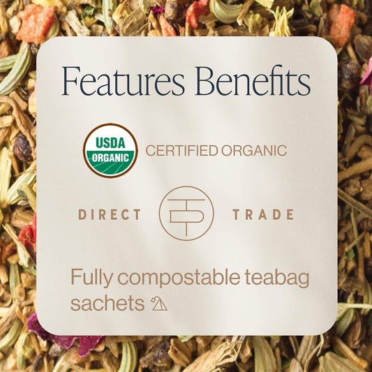 Rishi Tea Valerian Dream Organic Sachet Tea Bags, Caffeine Free, 15ct