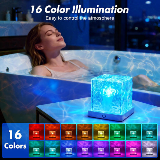 Waterproof Shower Light No Wiring, Rechargeable Ocean Wave Projector Light