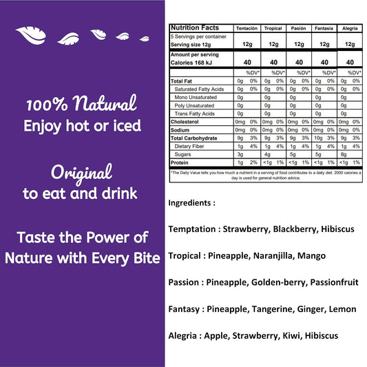 Alibú Dried Fruit Tea Infusions - Variety Pack - Certified Vegan, 100% Natural, Hot or Iced, Caffeine Free, Eat and Drink -.12 oz